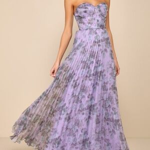 Lulus Most Beautiful Day Purple Multi Floral Print Organza Maxi Dress - Size S